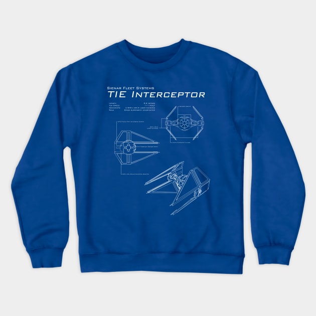 TIE Interceptor Blueprints Crewneck Sweatshirt by patrickkingart